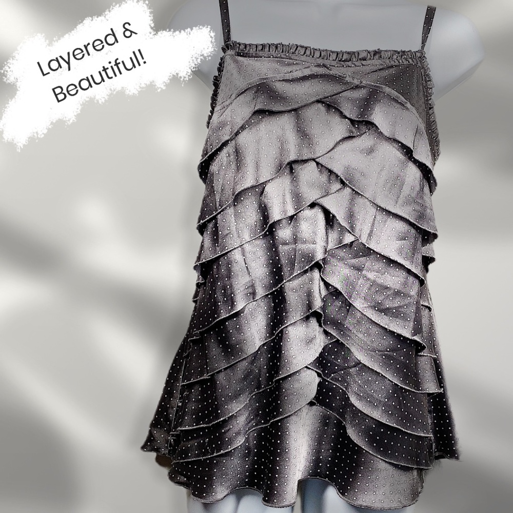 Grey with White Polka Dot Layered Spaghetti